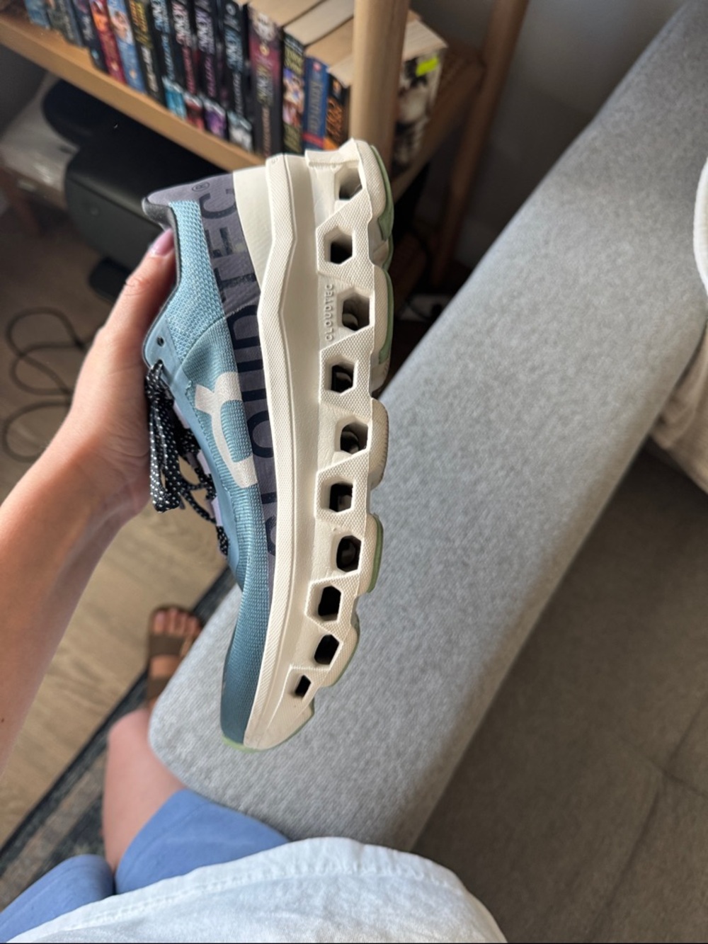On CloudMonsters Running Shoes in Teal and White - Picture 5 of 6